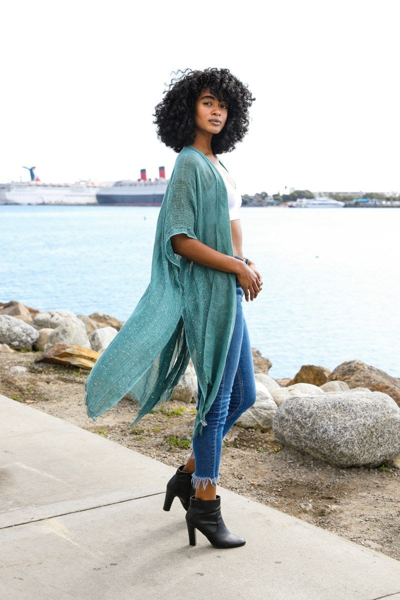 Turquoise kimono cardigan sales
